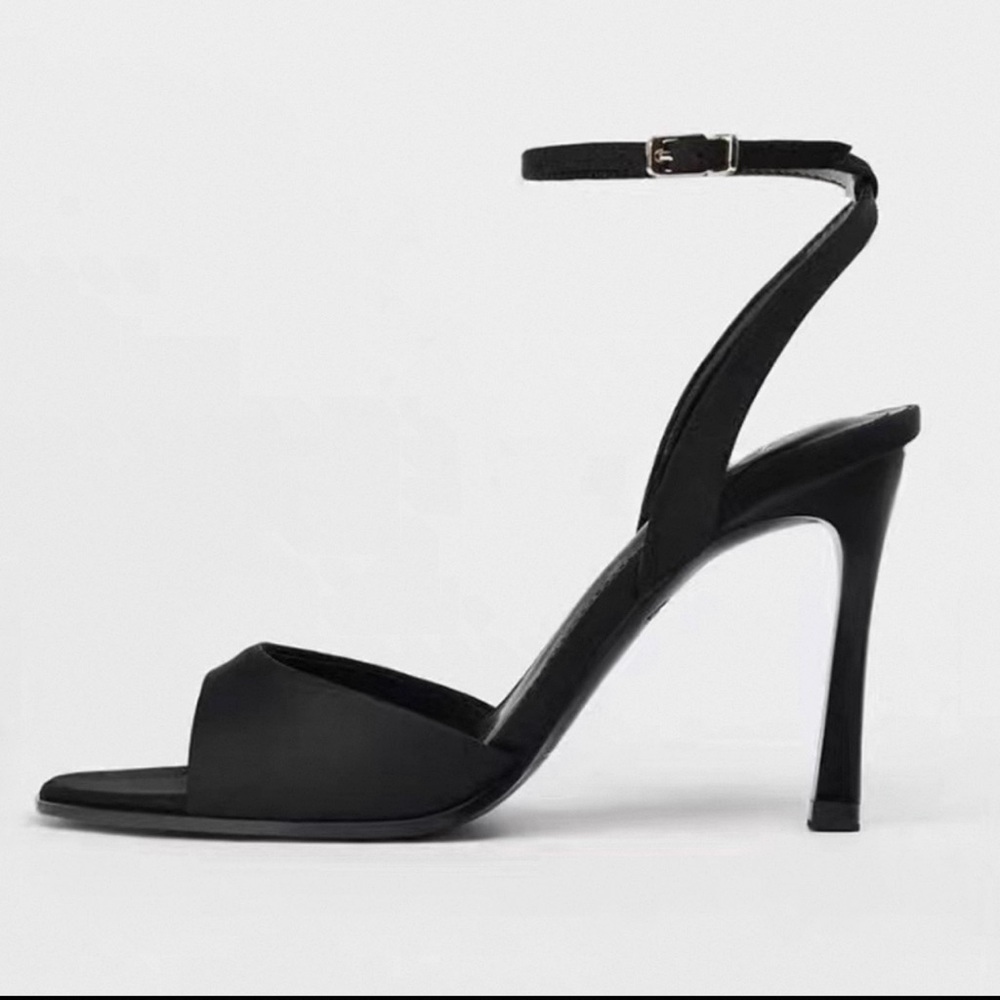 Zara Black Ankle Strap Heels